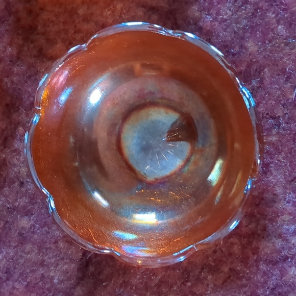 Vintage Marigold Carnival Glass bowls Crackle scalloped edge, three bowls. - Picture 2 of 6